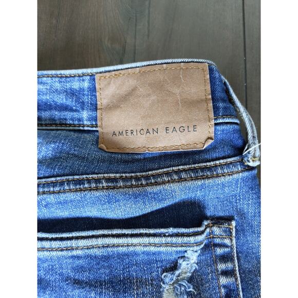 American Eagle Men’s 33x32 Distressed Ripped Slim Jeans Y2K Grunge Denim Pants - Picture 10 of 10